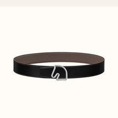 BOUCLE BELT BUCKLE & REVERSIBLE KHAKI BROWN LEATHER STRAP 38MM SILVER HARDWARE