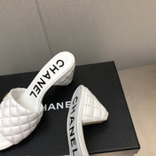 DIAMOND-QUILTED 6 CM SANDALS IN WHITE LAMBSKIN