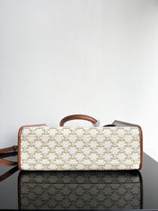 TRIOMPHE CABAS 35 WHITE CREAM CALFSKIN TOTE