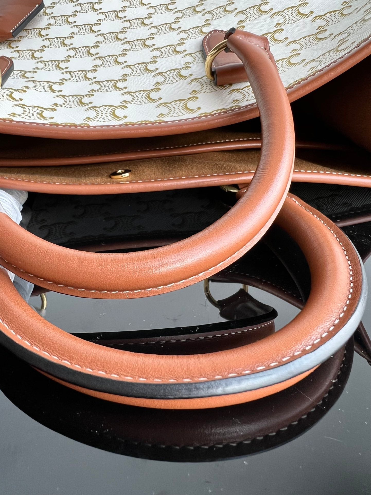 TRIOMPHE CABAS 35 WHITE CREAM CALFSKIN TOTE