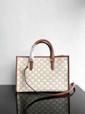 TRIOMPHE CABAS 35 WHITE CREAM CALFSKIN TOTE