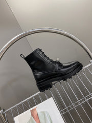 HM 25S FUNK ANKLE BOOT IN BLACK LAMBSKIN WITH SILVER HARDWARE