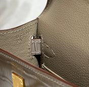 HERMES 25S MINI KELLY 19 IN MOCHA BROWN CALFSKIN GOLD HARDWARE