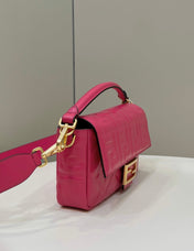 BAGUETTE WITH FF MOTIF 27 IN CERISH PINK SOFT LAMBSKIN GOLD HARDWARE