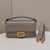BAGUETTE WITH FF MOTIF 27 IN PINE CONE SOFT LAMBSKIN GOLD HARDWARE