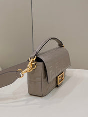 BAGUETTE WITH FF MOTIF 27 IN PINE CONE SOFT LAMBSKIN GOLD HARDWARE