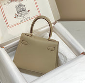 KELLY MINI 20 BAG IN TAN BROWN CALFSKIN WITH GOLD HARDWARE