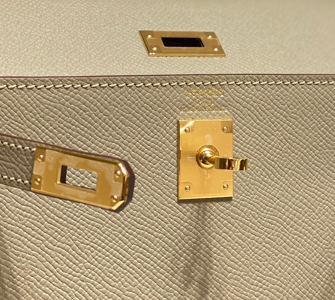 KELLY MINI 20 BAG IN TAN BROWN CALFSKIN WITH GOLD HARDWARE