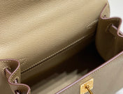 KELLY MINI 20 BAG IN TAN BROWN CALFSKIN WITH GOLD HARDWARE