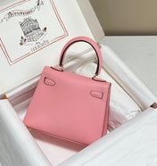 KELLY MINI 20 BAG IN ROUGE PINK CALFSKIN WITH GOLD HARDWARE