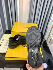 FENDI FASTER TRAINER IN BLACK CALFSKIN AND SUEDE