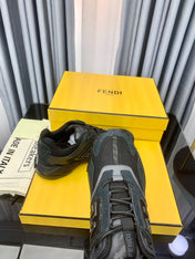FENDI FASTER TRAINER IN BLACK CALFSKIN AND SUEDE