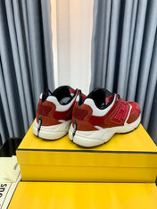 FENDI FASTER TRAINER IN BURGUNDY RED SUEDE AND CALFSKIN