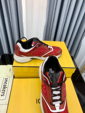 FENDI FASTER TRAINER IN BURGUNDY RED SUEDE AND CALFSKIN