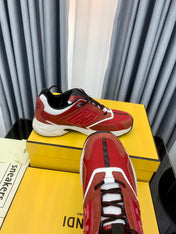FENDI FASTER TRAINER IN BURGUNDY RED SUEDE AND CALFSKIN