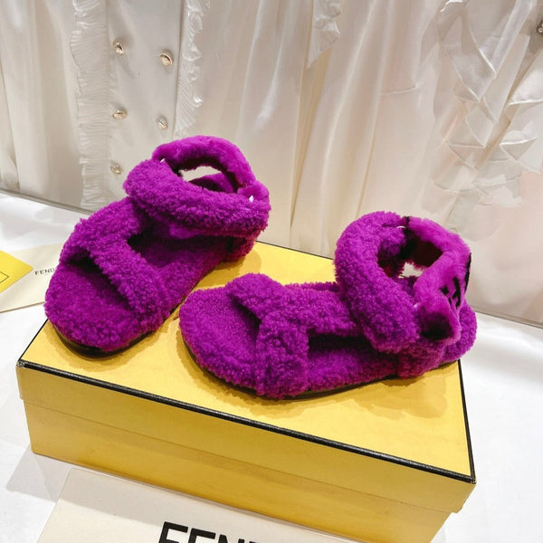 FENDI DAD SANDAL IN MAGENTA PURPLE FLEECE