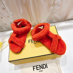 FENDI DAD SANDAL IN PASSION RED FLEECE