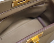 MINI 24/24 21CM IN TOGO ETOUPE EVERCOLOR CALFSKIN GOLD KELLY BUCKLE