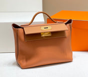 MINI 24/24 29CM IN ORANGE MINIMUM EVERCOLOR CALFSKIN GOLD KELLY BUCKLE