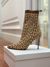 BALMAIN 26S BOOTS 105 MM IN BROWN AND BEIGE FLYKNIT STYLE 10