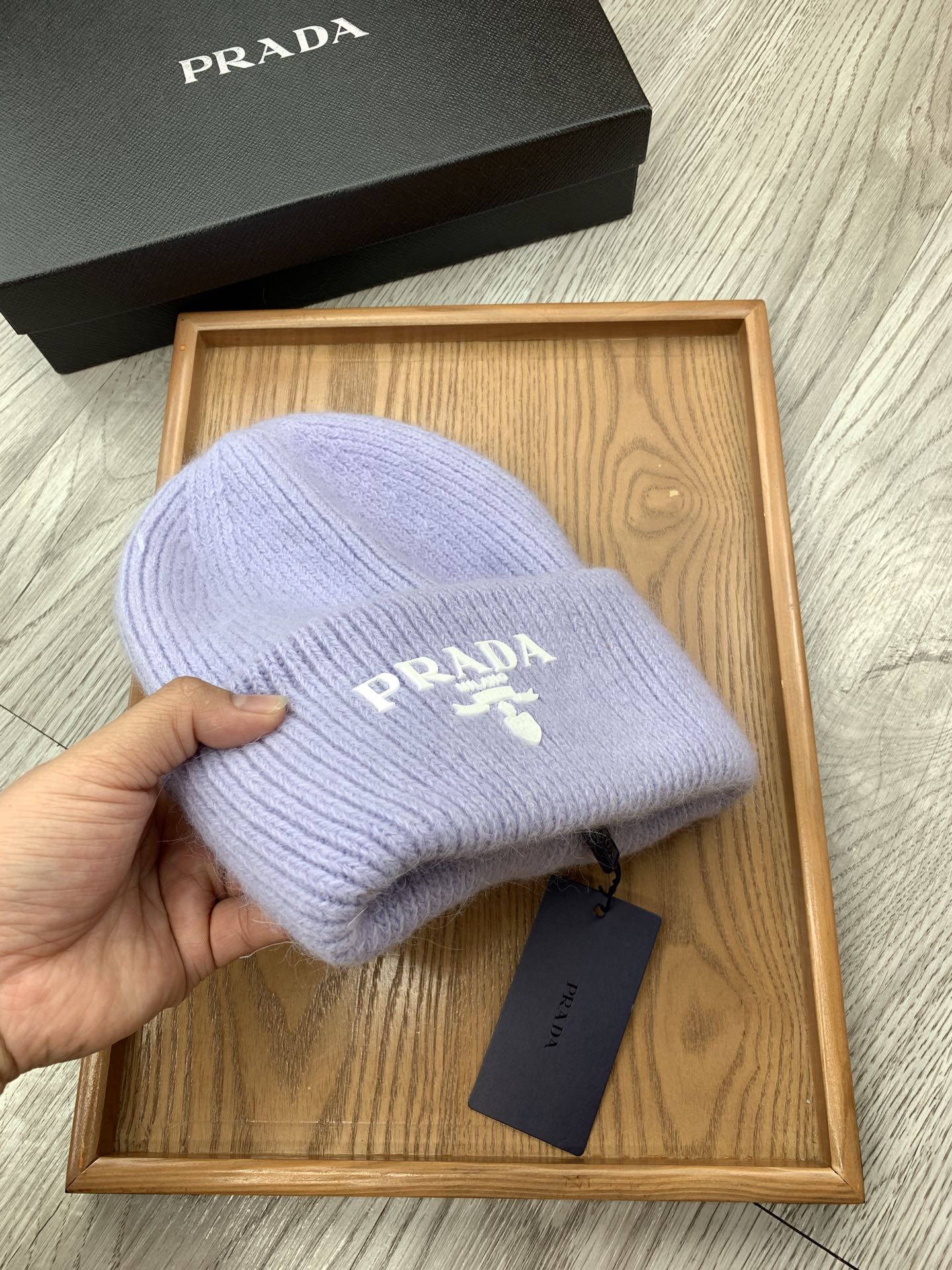 BEANIE HAT IN PASTEL PURPLE WOOL 108749