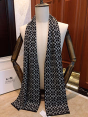 KNIT CASHMERE SCARF BLACK MIX WHITE 619589