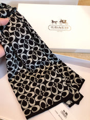 KNIT CASHMERE SCARF BLACK MIX WHITE 619589