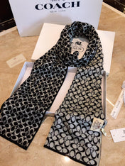 KNIT CASHMERE SCARF BLACK MIX WHITE 619589