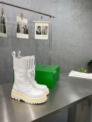 LUG LACE-UP BOOT IN WHITE CALFSKIN 7 CM