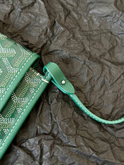 PLUMET POCKET WALLET 20 IN GREEN GOYARDINE CANVAS AND LAMBSKIN TRIM