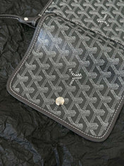 PLUMET POCKET WALLET 20 IN GREY BLACK GOYARDINE CANVAS AND LAMBSKIN TRIM