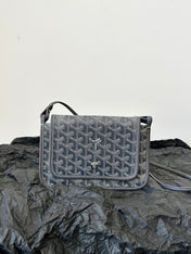 PLUMET POCKET WALLET 20 IN GREY BLACK GOYARDINE CANVAS AND LAMBSKIN TRIM