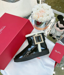 VIV SNOW ANKLE BOOTS IN BLACK PATENT CALFSKIN