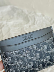 SAINT-SULPICE CARD WALLET 10 IN GREY BLACK GOYARDINE CANVAS AND CALFSKIN