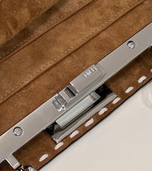 PEEKABOO ISEEU 33 IN SEPIA BROWN SUEDE SILVER HARDWARE