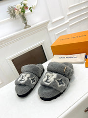 DAD SANDAL MULE IN SHADOW GRAY MIX WHITE FLEECE