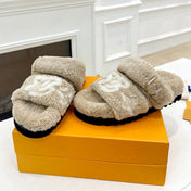 DAD SANDAL MULE IN WHEAT TAN MIX WHITE FLEECE