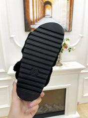 DAD SANDAL MULE IN BLACK MIX WHITE FLEECE