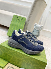 GG RHYTON TRAINER NAVY AND GRAY LAMBSKIN
