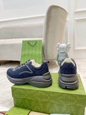 GG RHYTON TRAINER NAVY AND GRAY LAMBSKIN