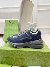 GG RHYTON TRAINER NAVY AND GRAY LAMBSKIN