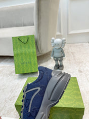 GG RHYTON TRAINER NAVY AND GRAY LAMBSKIN