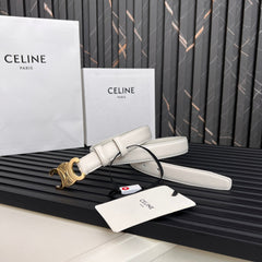 CL TRIOMPHE 25 MM BELT IN WHITE CALFSKIN GOLD HARDWARE