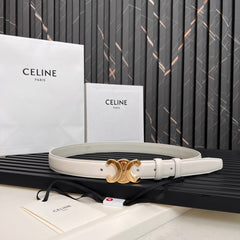 CL TRIOMPHE 25 MM BELT IN WHITE CALFSKIN GOLD HARDWARE