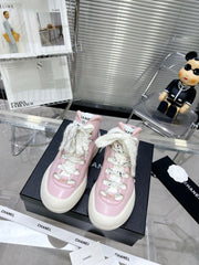 CC CANO ALTO SNEAKER IN BLUSH PINK CALFSKIN AND WHITE RUBBER