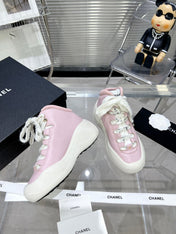 CC CANO ALTO SNEAKER IN BLUSH PINK CALFSKIN AND WHITE RUBBER