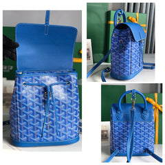 ALPIN MINI BACKPACK 21 IN SAPPHIRE BLUE LAMBSKIN AND GOYARDINE CANVAS
