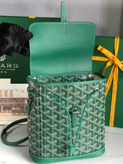 ALPIN MINI BACKPACK 21 IN GREEN LAMBSKIN AND GOYARDINE CANVAS