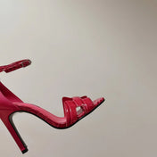 PREMIERE 115 SANDAL IN WATERMELON PINK CROCODILE LEATHER