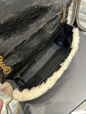 JAMIE BAG 25 IN BLACK CALFSKIN MIX BEIGE SHEARLING GOLD HARDWARE